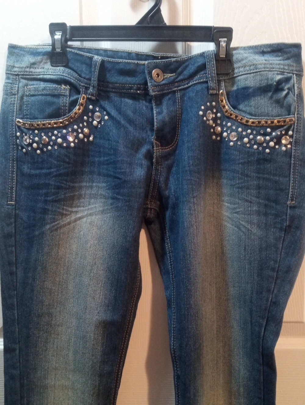 BONGO WOMENS BEDAZZLED SKINNY JEANS